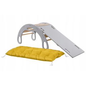    Montessori MDF rocker gri + tobogan / tobogan + saltea mustar KIDS