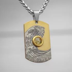  PENDANT AUR TITANIUM DOG TAG WAVE LEMON + LANT SI CUTIE