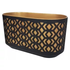    Ghiveci lamela 39,5 cm x 19 x 20,5 cm plastic negru, nuante de galben si auriu