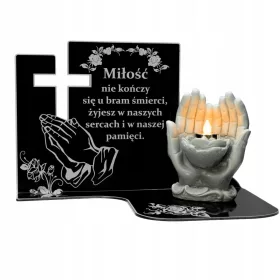 Lampion Funerar Elegant cu Mâini Sculptate din Acril