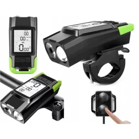    Lampă LED puternică pentru bicicletă, față USB, lumină strălucitoare, contor, sonerie