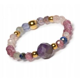  Inel flexibil Talisman Pietre naturale Ametist Granat M