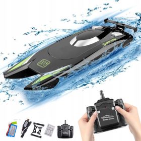    Barcă cu motor de curse LODZ controlată de la distanță 25KM/H argintiu și negru