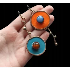    Cercei asimetrici din bronz antic, stil boho vintage, piercing retro