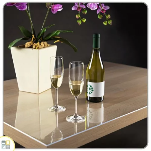 Suport protector transparent pentru masă 80 × 80 cm, 2 mm