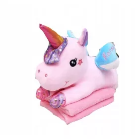  Patura cu Perna 2in1 Mascota Unicorn roz