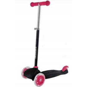    SCOOTER TREI ROȚI LED, Strălucitor, SIGUR, 50KG, stabil, roz