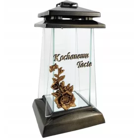    Lumanare capela trapez mare cu dedicatie, trandafir auriu, 31 cm