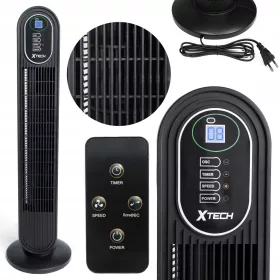   Ventilator de Podea cu Coloană XTECH, Control la Distanță și Funcție de Oscilație