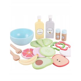    Set Salata Din Lemn Pentru Copii Bol pentru Salata Accesorii Montessori