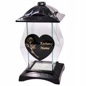    Lanternă cu lumânare mormântă cu dedicație mamei iubite, altar negru, 30 cm