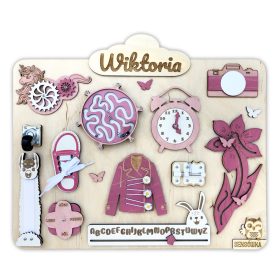    Tabla de manipulare senzorială Montessori roz + Nume GRATUIT