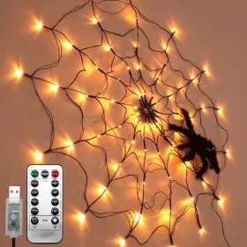  SPIDER WEB LAMPA 80 LED HALLOWEEN SPIDER CU TELECOMANDA