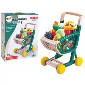    Coș de cumpărături pentru copii, set legume și fructe, verde