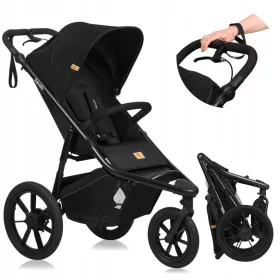    Carucior multifunctional 2 in 1 pentru alergare cu 3 roti mari Lionelo Azura