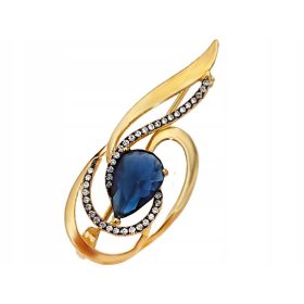    Brosa placata cu aur argint 925 safir zirconiu cubic 4g model elegant placata cu aur