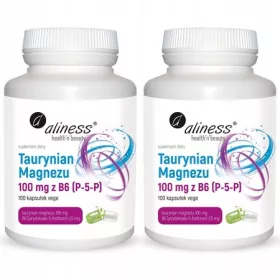  Supliment Aliness cu Taurinat de Magneziu 100 mg și Vitamina B6, 100 capsule vegetale