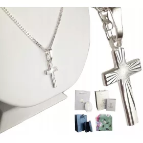    Set de cruce de argint 925 cu lanț armură (pentru CADOU/COMUNIUNE)