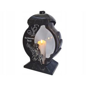   PĂRINȚI LA PĂRINȚI LUMANĂRI LUMANĂRI LĂMPI PENTRU OB'S GRAVE BLACK MARMURĂ + FIGURINA LED