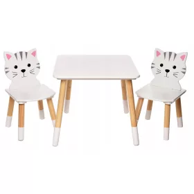  MESA ALB GRI MESA PISICI CAT 2 SCAUNE COPII