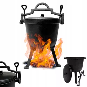    5L fontă ceaun de vânătoare grătar pentru foc de tabără