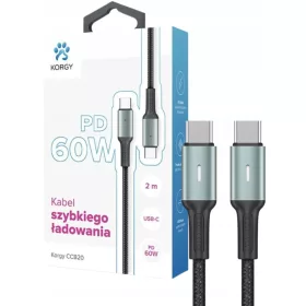    Korgy CCB20 USB-C - cablu USB-C impletit din nailon 2m Incarcare rapida