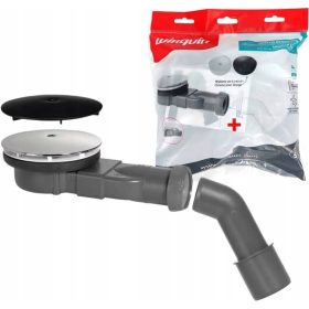    Sifon de dus joasa SLIM 90mm WIRQUIN, doua ciuperci, negru si cromat