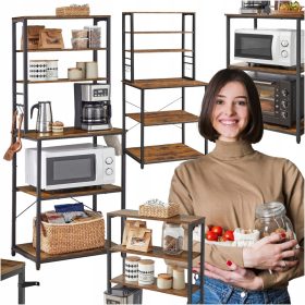    Dulap de bucătărie Songmics, stejar rustic, 40 x 60 x 167 cm, culoare față: stejar rustic