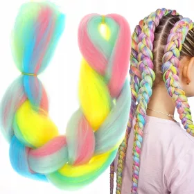    PĂR ARTIFICIAL SINTETIC PENTRU împletituri, împletituri, dreadsuri, extensii curcubeu