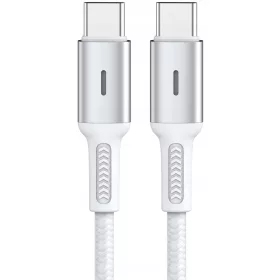    Korgy CCW12 Cablu USB-C - USB-C 60W 1,2m Nylon alb Încărcare rapidă
