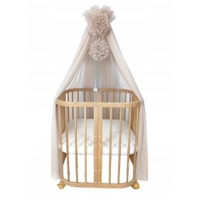  Baldachin cu pompoane pentru pat "Tul bej cald"