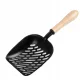  Lingura metalica pentru asternut pisici, maner lemn, negru, 14*22cm