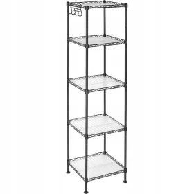   Raft Negru cu 5 Etajere pentru Flori – Mobilier Elegant și Funcțional