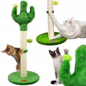    PETSTORY Stâlp pentru zgâriere pentru pisici Cactus Stalp din sisal cu o minge pe sfoară