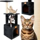  PETSTORY Stâlp de zgâriere negru CAT HOUSE SIZAL pat stâlp 4 nivele