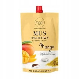    Mousse de mango și fulgi de mei și fulgi de nucă de cocos