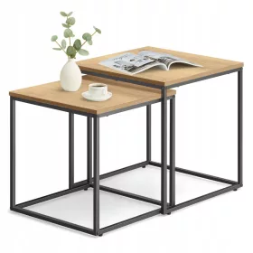    Masuta de cafea SoBuy blat patrat din lemn 38 x 38 x 41cm stejar sonoma