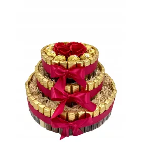    Tort MERCI 3 POVESTI Cadou de aniversare Ferrero Rocher Set Dulciuri Box
