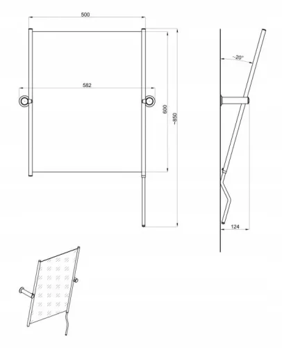 Oglinda plianta ANDEX 809CC cu maner 50 × 60 cm