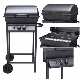    GRĂTAR GARDINĂ LUND GAZ 2 ARZĂTORI 5.5KW GRĂTAR MARE CROMAT NEGRU