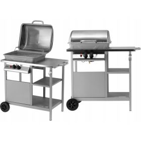    GRĂTAR GARDINĂ GAZ LUND OȚEL INOX 2 ARZĂTORI 5.5KW GRĂTAR CROM