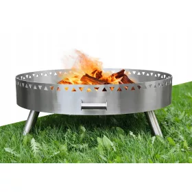    Focar de gradina 70 cm rotund inox pentru gratar trepied solid LUX