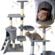  PETSTORY stâlp de zgâriat pisică mare gri 6 nivele POST DE HAMAC sisal 145 cm