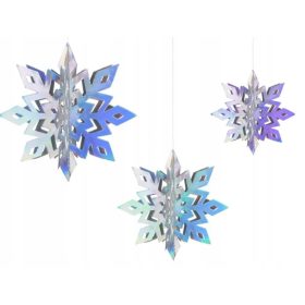  PENDANTAȚI FULG DE ZAADA DE CRACIUN ALB Iridiscenti 6 buc