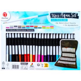    Markere Aqua artistice, creioane acuarela, set 36 piese pentru desen pe baza