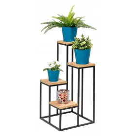    SUPORT METAL DE FLORI SUPORT LA MANSANDĂ 4 BĂRURI 67 CM ÎNĂLȚime - STEJAR NEGRU/CRAFT