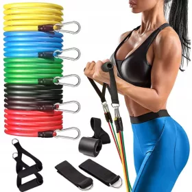    DrFit Set de 5 benzi de rezistenta pentru reabilitare cu accesorii