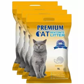    Litier de bentonită Premium pentru pisici - Lămâie pentru pisici, parfumat 5L