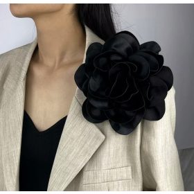    BROȘĂ FLORĂ ȚESATĂ PIN LOLITA ACCESORII 18-19 cm XXL NEGRU