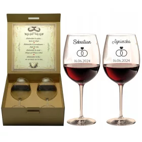    PAHAR DE VIN GRAVAT PENTRU NUNTĂ MARE XXL 600 ml ANIVERSAREA NUNTĂ